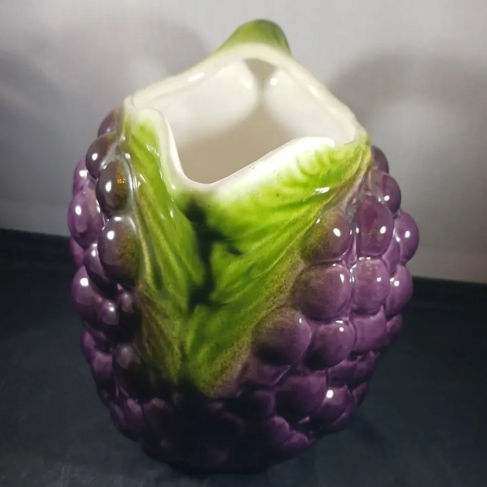 Vintage Pier 1 Majolica Grape Vine Pitcher 3D Made in Italy